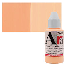 Ara Artists’ Acrylic Paint - Naples Yellow Light Extra, 100 ml bottle and swatch