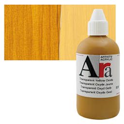 Ara Artists’ Acrylic Paint - Transparent Yellow Oxide, 250 ml bottle and swatch