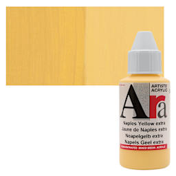 Ara Artists’ Acrylic Paint - Naples Yellow Extra, 100 ml bottle and swatch