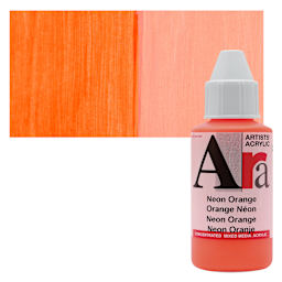 Ara Artists’ Acrylic Paint - Neon Orange, 100 ml bottle and swatch