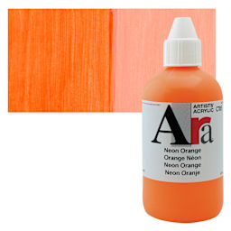 Ara Artists’ Acrylic Paint - Neon Orange, 250 ml bottle and swatch