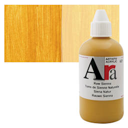 Ara Artists’ Acrylic Paint - Raw Sienna, 250 ml bottle and swatch