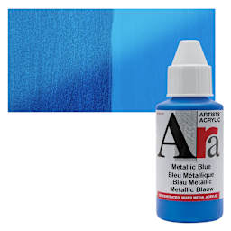 Ara Artists’ Acrylic Paint - Metallic Blue, 100 ml bottle and swatch