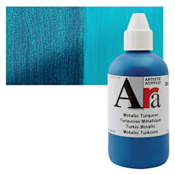 Ara Artists’ Acrylic Paint - Metallic Turquoise, 250 ml bottle and swatch