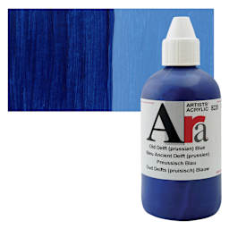 Ara Artists’ Acrylic Paint - Old Delft (Prussian) Blue, 250 ml bottle and swatch
