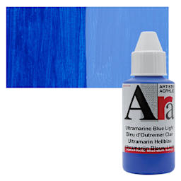 Ara Artists’ Acrylic Paint - Ultramarine Blue Light, 100 ml bottle and swatch