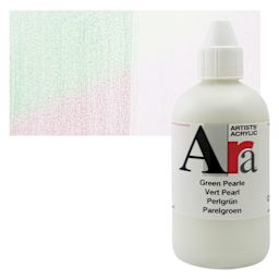 Ara Artists’ Acrylic Paint - Pearl Green, 250 ml bottle and swatch