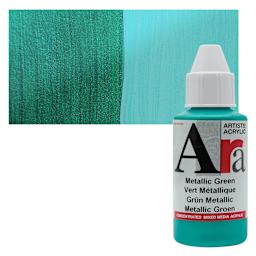 Ara Artists’ Acrylic Paint - Metallic Green, 100 ml bottle and swatch