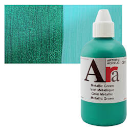 Ara Artists’ Acrylic Paint - Metallic Green, 250 ml bottle and swatch