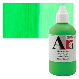 Ara Artists’ Acrylic Paint - Neon Green, 250 ml bottle and swatch
