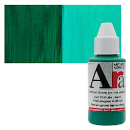 Ara Artists’ Acrylic Paint - Phthalo Green Yellow Shade, 100 ml bottle and swatch