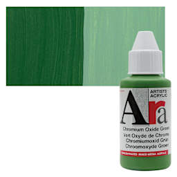 Ara Artists’ Acrylic Paint - Chromium Oxide Green, 100 ml bottle and swatch