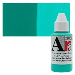 Ara Artists’ Acrylic Paint - Permanent Green Deep, 100 ml bottle and swatch