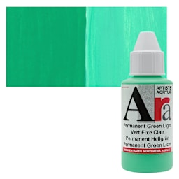 Ara Artists’ Acrylic Paint - Permanent Green Light, 100 ml bottle and swatch