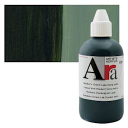 Ara Artists’ Acrylic Paint - Hookers Green Lake Deep Extra, 250 ml bottle and swatch
