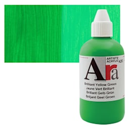 Ara Artists’ Acrylic Paint - Brilliant Yellow Green, 250 ml bottle and swatch
