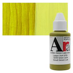 Ara Artists’ Acrylic Paint - Golden Green Lake, 100 ml bottle and swatch