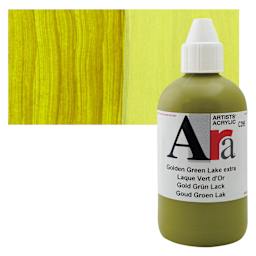 Ara Artists’ Acrylic Paint - Golden Green Lake, 250 ml bottle and swatch