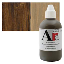 Ara Artists’ Acrylic Paint - Raw Umber, 250 ml bottle and swatch
