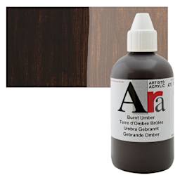 Ara Artists’ Acrylic Paint - Burnt Umber, 250 ml bottle and swatch