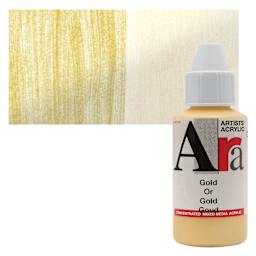 Ara Artists’ Acrylic Paint - Gold, 100 ml bottle and swatch