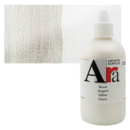 Ara Artists’ Acrylic Paint - Silver, 100 ml bottle and swatch