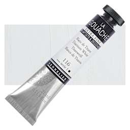 Sennelier Extra Fine Gouache - Titanium White, 21 ml Tube and swatch