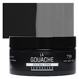 Sennelier Extra Fine Gouache - Mars Black, 100 ml Jar and swatch