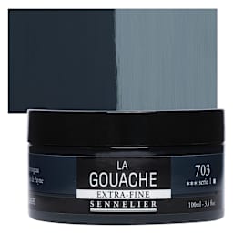 Sennelier Extra Fine Gouache - Payne’s Grey, 100 ml Jar and swatch