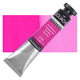 Sennelier Extra Fine Gouache - Fluorescent Pink, 21 ml Tube and swatch