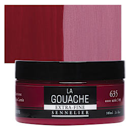 Sennelier Extra Fine Gouache - Carmine, 100 ml Jar and swatch