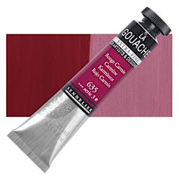 Sennelier Extra Fine Gouache - Carmine, 21 ml Tube and swatch