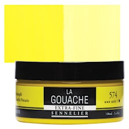 Sennelier Extra Fine Gouache - Primary Yellow, 100 ml Jar and swatch