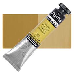 Sennelier Extra Fine Gouache - Yellow Ochre, 21 ml Tube and swatch