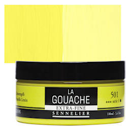 Sennelier Extra Fine Gouache - Lemon Yellow, 100 ml Jar and swatch
