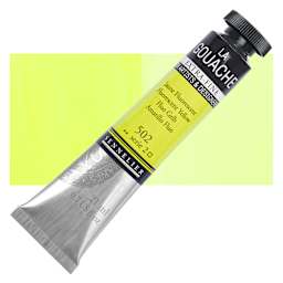 Sennelier Extra Fine Gouache - Fluorescent Yellow, 21 ml Tube and swatch