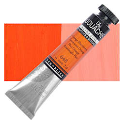 Sennelier Extra Fine Gouache - Fluorescent Orange, 21 ml Tube and swatch