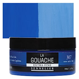 Sennelier Extra Fine Gouache - Cobalt Blue, 100 ml Jar and swatch
