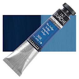 Sennelier Extra Fine Gouache - Indigo, 21 ml Tube and swatch