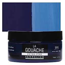 Sennelier Extra Fine Gouache - Blue Indanthrene, 100 ml Jar and swatch