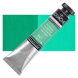 Sennelier Extra Fine Gouache - Emerald Green, 21 ml Tube and swatch