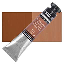 Sennelier Extra Fine Gouache - Burnt Sienna, 21 ml Tube and swatch