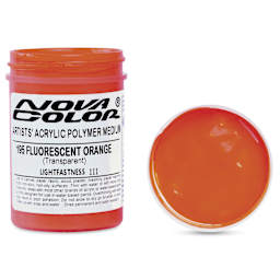 Nova Color Artists’ Acrylic Polymer Paint - Fluorescent Orange, 118 ml Jar