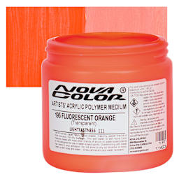 Nova Color Artists’ Acrylic Polymer Paint - Fluorescent Orange, 473 ml Jar and swatch