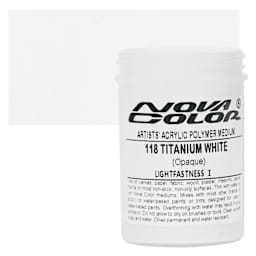 Nova Color Artists’ Acrylic Polymer Paint - Titanium White, 118 ml Jar and swatch