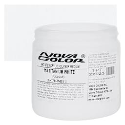 Nova Color Artists’ Acrylic Polymer Paint - Titanium White, 473 ml Jar and swatch