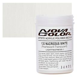 Nova Color Artists’ Acrylic Polymer Paint - Nacreous White Pearl, 118 ml Jar and swatch