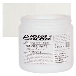 Nova Color Artists’ Acrylic Polymer Paint - Nacreous White Pearl, 473 ml Jar and swatch