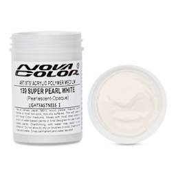Nova Color Artists’ Acrylic Polymer Paint - Super Pearl White, 118 ml Jar