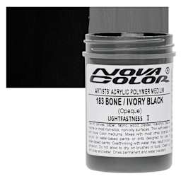Nova Color Artists’ Acrylic Polymer Paint - Bone/Ivory Black, 118 ml Jar and swatch